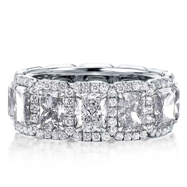 Halo Cushion Cut Wedding Band Eternity Wedding Band 925 Sterling Silver